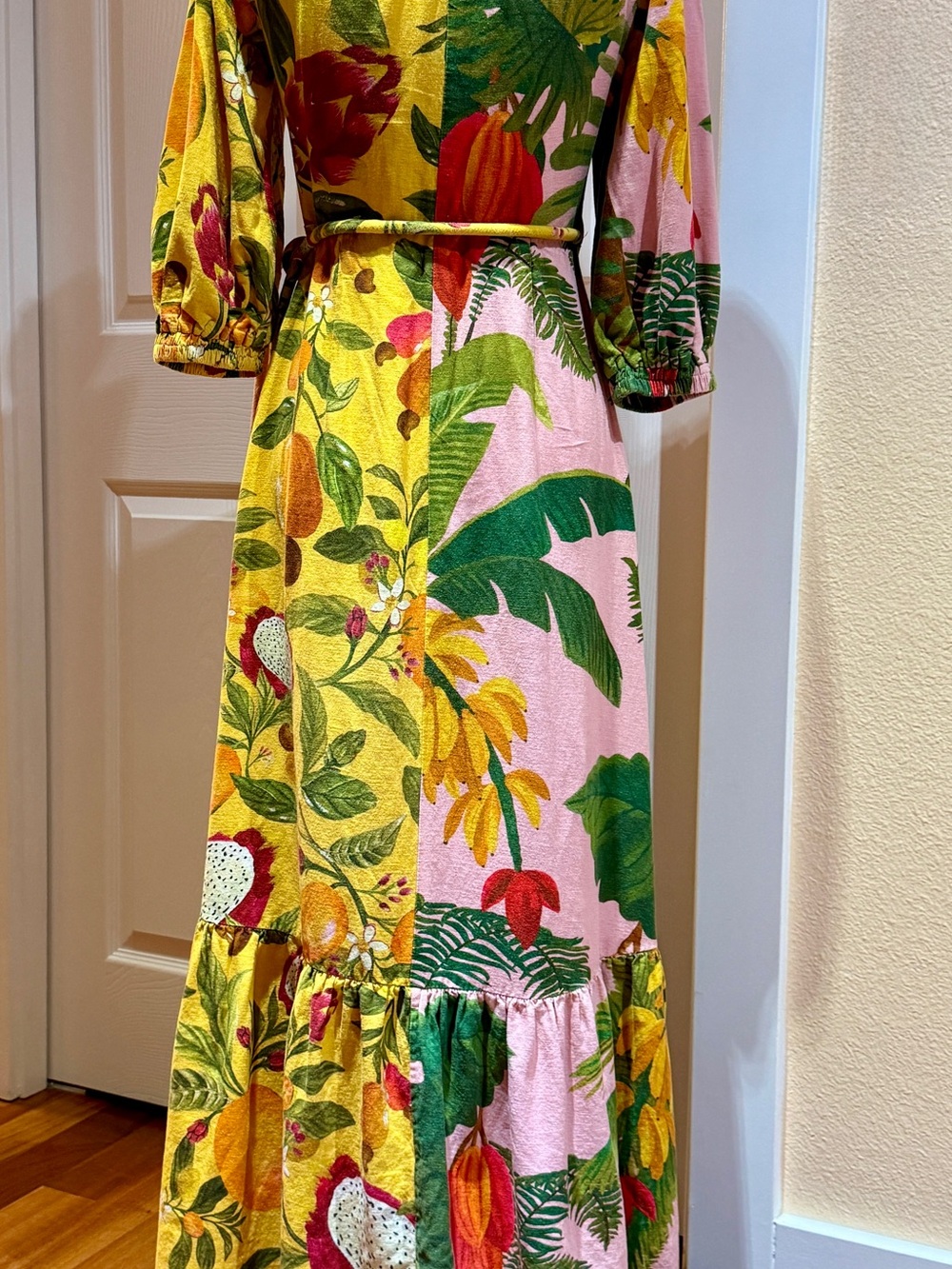FARM Rio Tropical Floral Wrap Maxi BeachDress Green, Pink & Yellow Mixed Print S - Picture 12 of 14